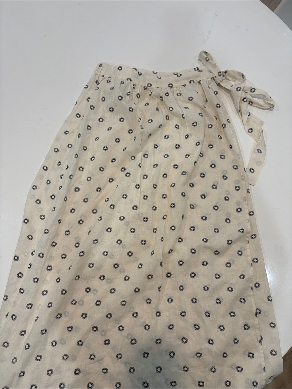 LOFT Cream A-Line Skirt with Black Dot Print